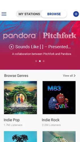 Pandora music screenshot.