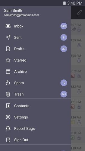 ProtonMail - Encrypted email screenshot.