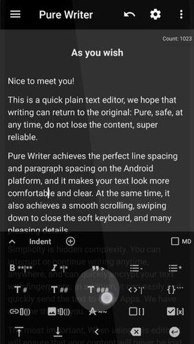 Pure writer - Never lose content editor screenshot.