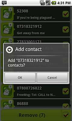 Stranger SMS сleaner screenshot.