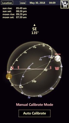 Sun & Moon tracker screenshot.