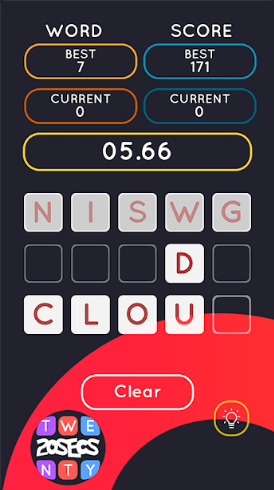 Gameplay of the 20 Seconds Word Puzzle Game for Android phone or tablet.