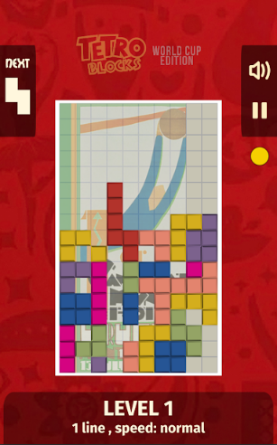 Gameplay of the Tetro Blocks - World Cup Edition for Android phone or tablet.