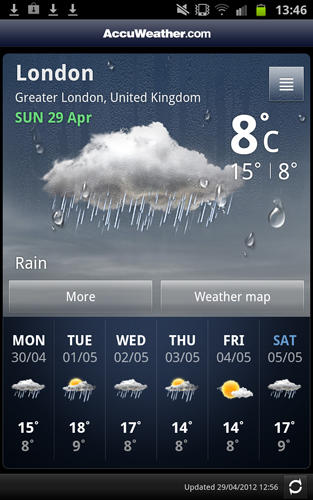 Accu weather screenshot.