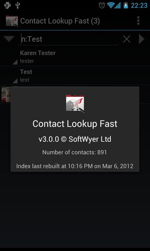 Contact lookup fast screenshot.