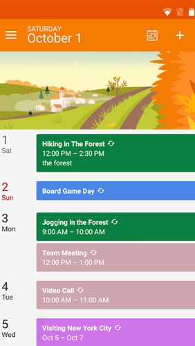 DigiCal calendar agenda screenshot.