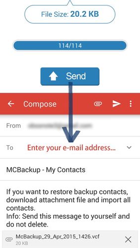 MCBackup - My Contacts Backup screenshot.