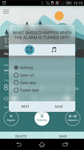 Morning routine: Alarm clock screenshot.
