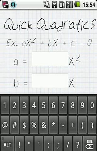 Quick quadratics screenshot.