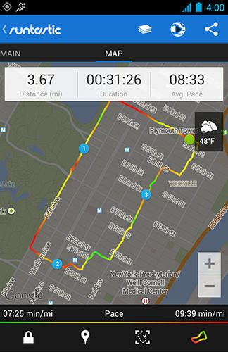 Runtastic pro GPS screenshot.