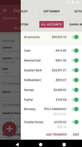 Toshl finance - Personal budget & Expense tracker screenshot.