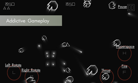 Gameplay of the Vectoids - Asteroids Vector Shooter (1979 Arcade) for Android phone or tablet.