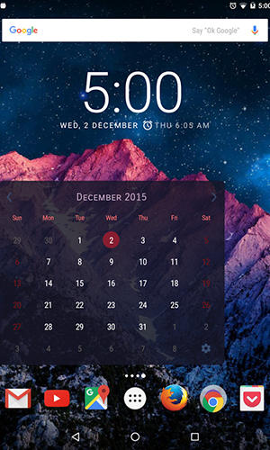 Calendar widget screenshot.