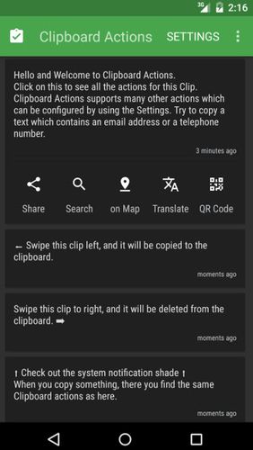 Clipboard actions