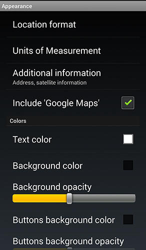 GPS widget screenshot.