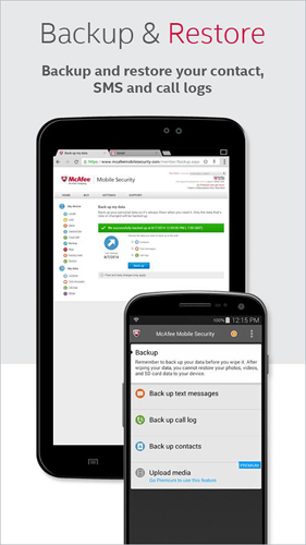 McAfee: Mobile security screenshot.