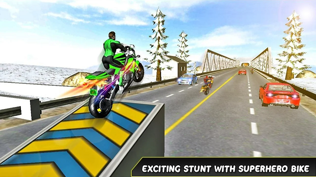 Full version of Android apk app Super 3D Highway Bike Stunt: Motorbike Racing Game for tablet and phone.