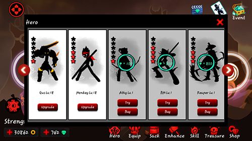 Gameplay screenshots of the League of Stickman for iPad, iPhone or iPod.