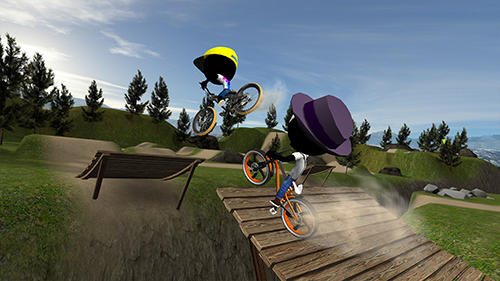 Gameplay screenshots of the Stickman bike battle for iPad, iPhone or iPod.