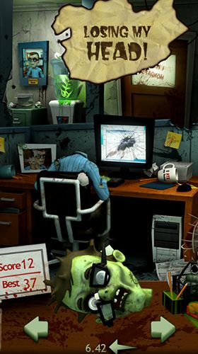 Gameplay screenshots of the Office zombie for iPad, iPhone or iPod.