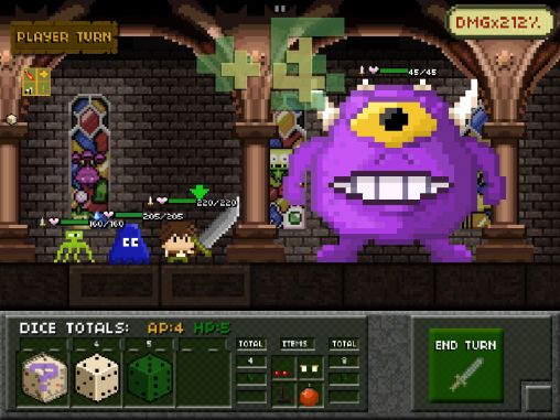 Gameplay screenshots of the Tiny dice dungeon for iPad, iPhone or iPod.