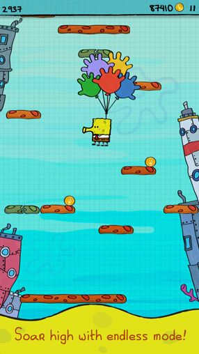 Free Doodle Jump Sponge Bob Square pants - download for iPhone, iPad and iPod.