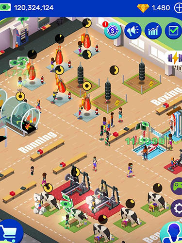 Gameplay screenshots of the Idle fitness gym tycoon for iPad, iPhone or iPod.