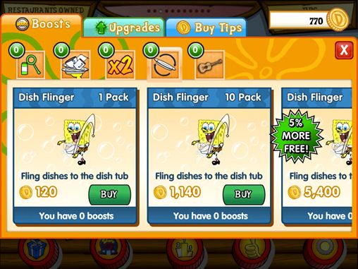 Free Sponge Bob: Diner dash - download for iPhone, iPad and iPod.