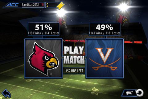 Gameplay screenshots of the ACC football challenge 2014 for iPad, iPhone or iPod.