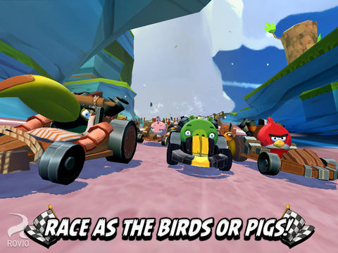 Gameplay screenshots of the Angry Birds Go! for iPad, iPhone or iPod.
