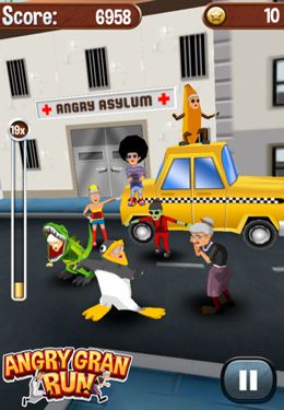 Gameplay screenshots of the Angry Gran Run for iPad, iPhone or iPod.