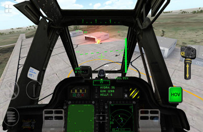 Gameplay screenshots of the Apache 3D Sim for iPad, iPhone or iPod.