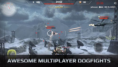 Gameplay screenshots of the Battle copters for iPad, iPhone or iPod.