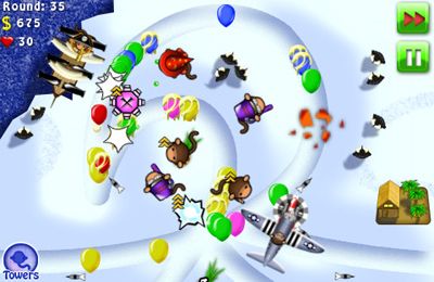 Gameplay screenshots of the Bloons TD 4 for iPad, iPhone or iPod.
