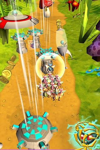 Gameplay screenshots of the Bugs vs. aliens for iPad, iPhone or iPod.