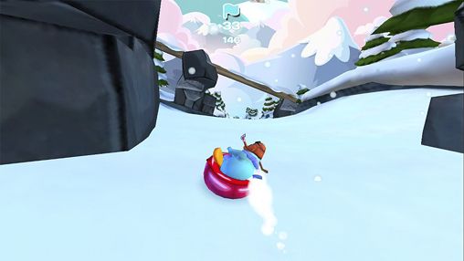 Gameplay screenshots of the Club penguin: Sled racer for iPad, iPhone or iPod.