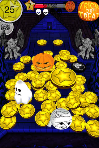 Gameplay screenshots of the Coin dozer: Halloween for iPad, iPhone or iPod.