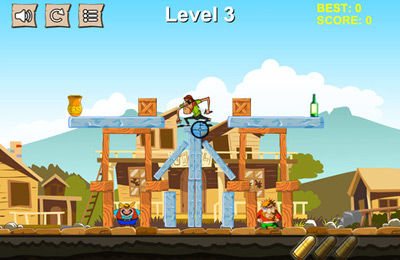Gameplay screenshots of the Cowboy Pixel Tower – Knock Them Off And Crush The Structure! for iPad, iPhone or iPod.