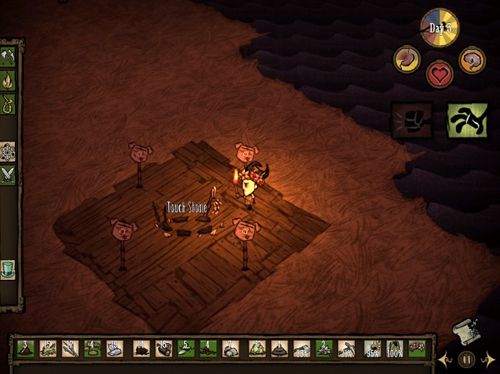 Gameplay screenshots of the Don't starve: Pocket edition for iPad, iPhone or iPod.