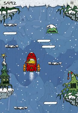 Gameplay screenshots of the Doodle Jump Christmas Special for iPad, iPhone or iPod.