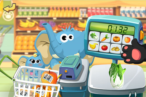 Gameplay screenshots of the Dr. Panda's supermarket for iPad, iPhone or iPod.