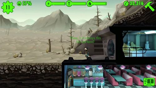 Gameplay screenshots of the Fallout shelter for iPad, iPhone or iPod.