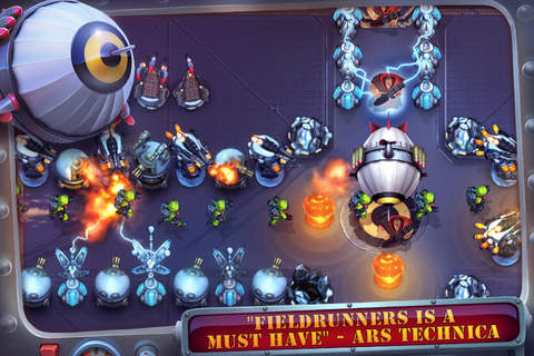 Gameplay screenshots of the Fieldrunners for iPad, iPhone or iPod.