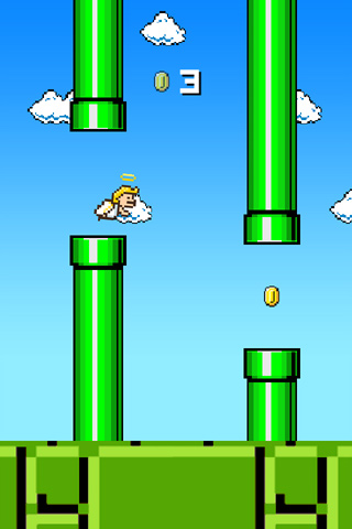 Gameplay screenshots of the Flappy angel for iPad, iPhone or iPod.