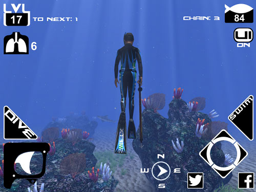 Gameplay screenshots of the Freediving: Hunter for iPad, iPhone or iPod.