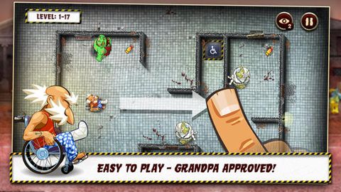Gameplay screenshots of the Grandpa and the zombies: Take care of your brain! for iPad, iPhone or iPod.