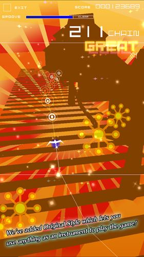 Gameplay screenshots of the Groove coaster for iPad, iPhone or iPod.