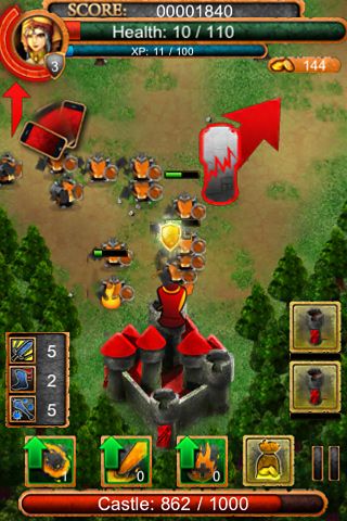 Gameplay screenshots of the Hero defense pro for iPad, iPhone or iPod.