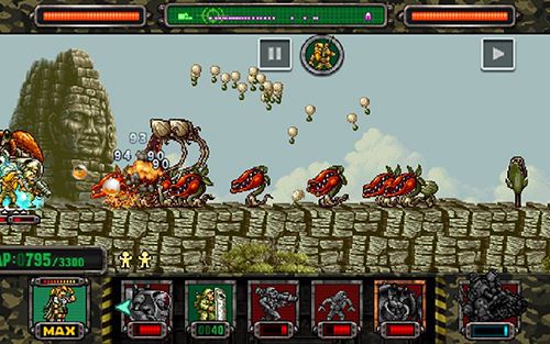 Gameplay screenshots of the Metal slug attack for iPad, iPhone or iPod.