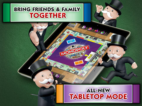 Gameplay screenshots of the Monopoly Here and Now: The World Edition for iPad, iPhone or iPod.